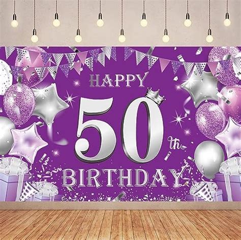 Amazon X Ft Purple Silver Happy Th Birthday Backdrop