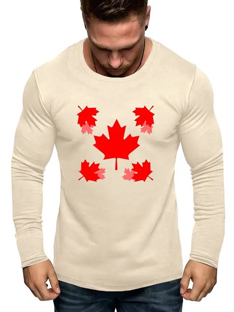 Canadian Maple Graphic Print Mens Creative Top Casual Plus Temu