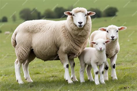 Premium Photo Ewe Sopravissana Sheep With Her Lambs Isolated On White