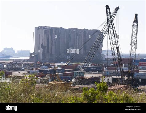 Grain silos at Beirut Port destroyed after a massive explosion, Beirut ...