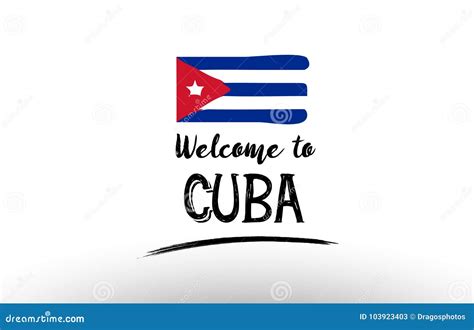 Welcome To Cuba Country Flag Logo Card Banner Design Poster Stock