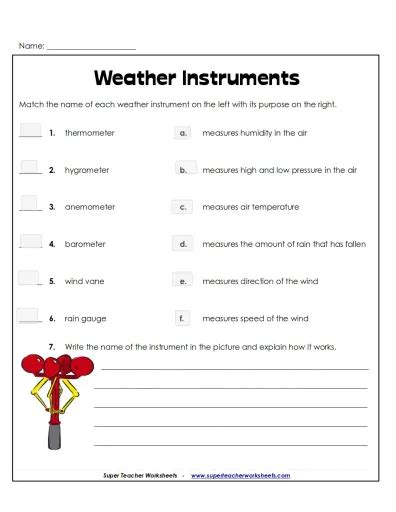 Weather Instruments Interactive Activity Live Worksheets Worksheets