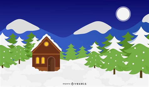 Snowy Christmas Landscape Vector Download