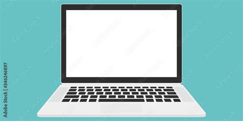 laptop layout in flat style, device screen layout. Realistic open ...