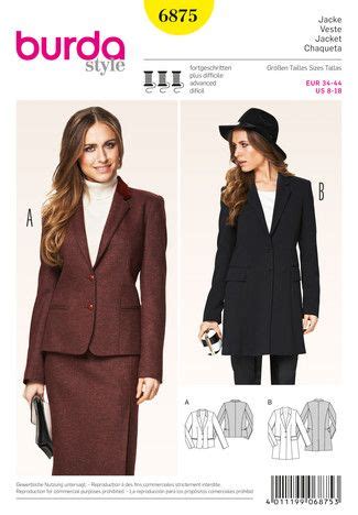 Schnittmuster Blazer Gehrock Schnitte Katalog Burda Style