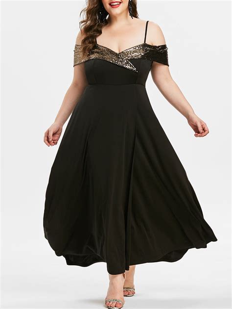 [25 Off] 2021 Plus Size Sequins Spaghetti Strap Prom Dress In Black