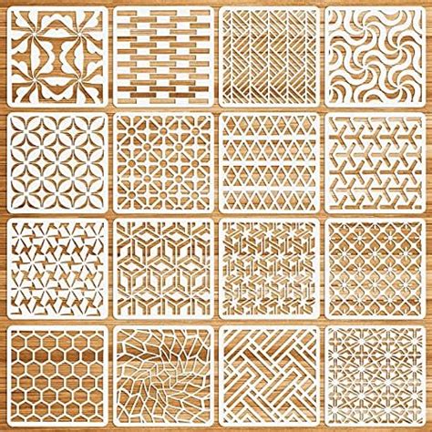 Ootsr 16pcs Craft Stencils Templates Reusable Painting Drawing Stencil