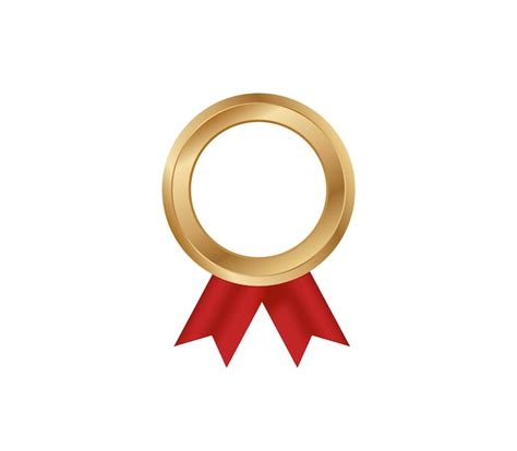 Premium Vector Gold Medal Ring On Red Ribbon Template