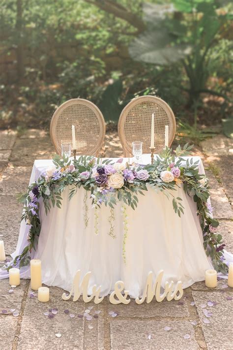 Ft Head Table Flower Garland In Lilac Gold Artofit