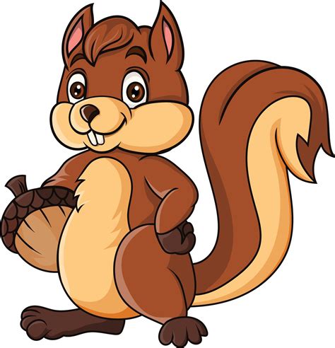 Cartoon Squirrel Holding A Nut 7098352 Vector Art At Vecteezy