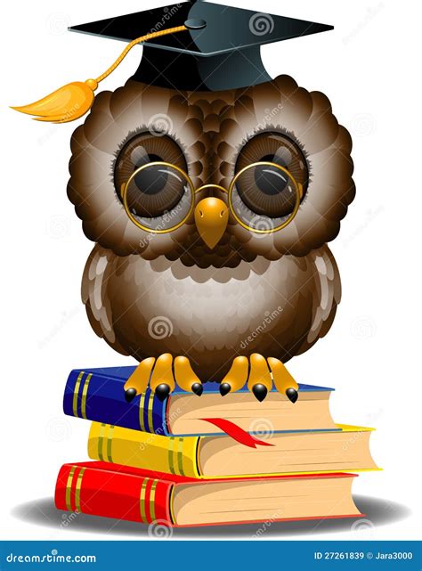 Wise Owl On A Stack Of Books Stock Vector Illustration Of Expertise