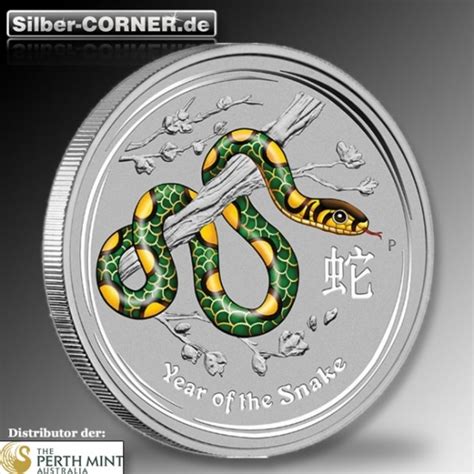 Lunar II Jahr Der Schlange 2 Oz Silber 2013 Coloriert Farbig