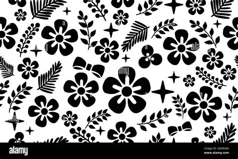 Black flower silhouette, abstract floral pattern background Stock ...