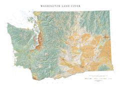 Washington Landforms and Rivers Map | Fine Art Print Maps