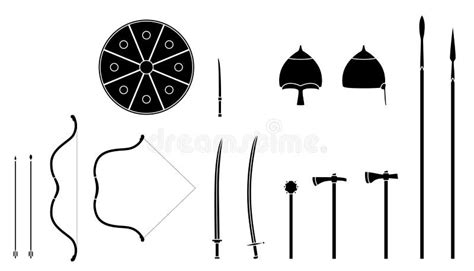 Mongol Weapons and Armors Set. Mongol Nomad Warrior Equipment Stock ...