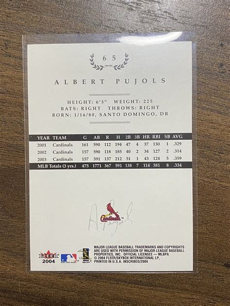 2004 Fleer InScribed 65 Albert Pujols For Sale Online EBay