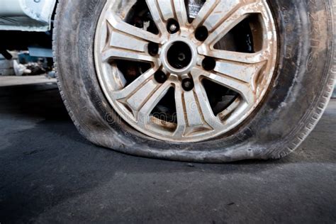 Close Up Old Damaged And Worn Black Tire Tread Car Tire Tread Problems