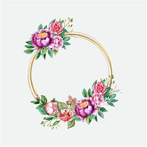 Premium Vector Beautiful Gold Ring Frame Flower Watercolor