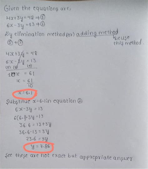 Solve The Following Simultaneous Equations 4x3y486x 3y13