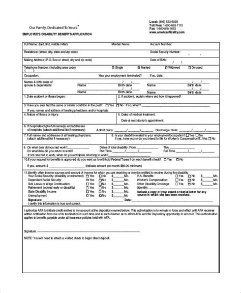 Disability Forms Printable