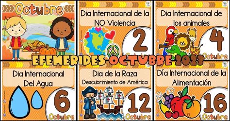 BONITAS EFEMÉRIDES PARA EL MES DE OCTUBRE 2023