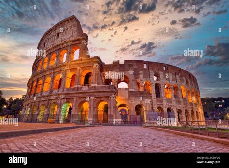 Colosseum at sunset, Rome. Rome best known architecture and landmark ...