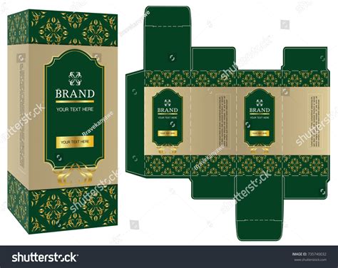 Packaging Design Green Gold Luxury Box Stock Vector Royalty Free 735740032 Shutterstock