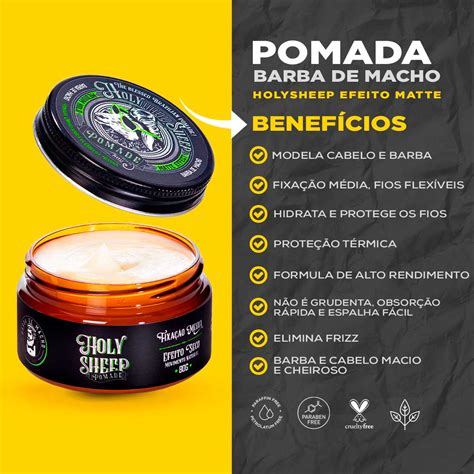 Kit Shampoo Ice Para Barba 140ml Pomada Modeladora Cabelo E Barba Holy Sheep Efeito Matte 80g