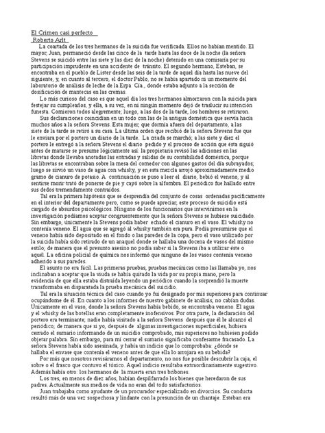 Cuento Policial El Crimen Casi Perfecto Pdf Suicidio Agua