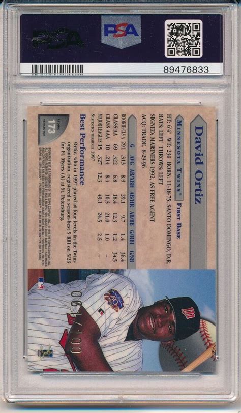 Bowman S Best Atomic Refractor David Ortiz Rookie Rc Sp