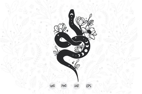 Snake Flower Celestial Svg Boho Snake Celestial Snake Svg