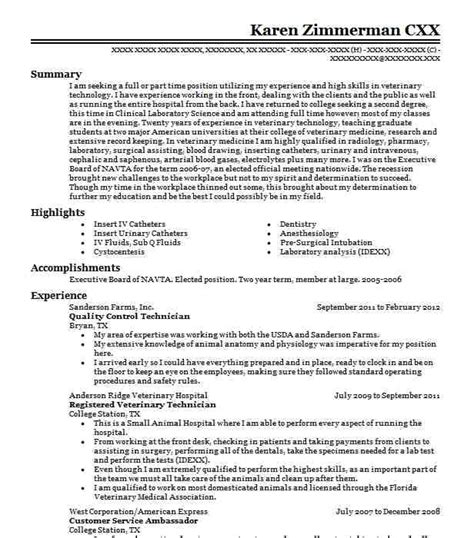 Quality Control Resume Sample Quality Control Technician Resume Sample