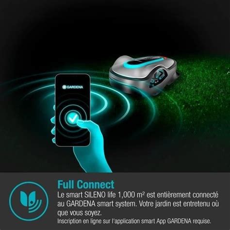 Tondeuse robot Gardena smart SILENO life LONA 1000m² abri Cdiscount