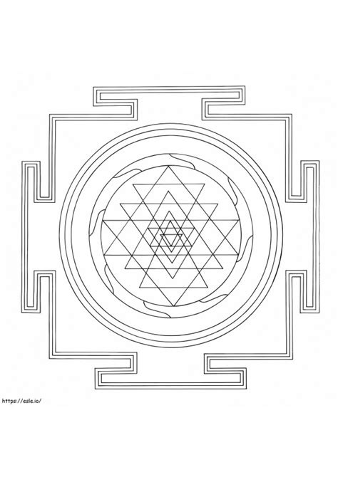 Mandala Shri Yantra Tibetano Para Colorear