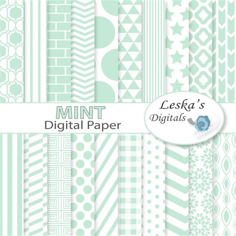 Mint digital paper MINT green scrapbook paper pack Digital | Etsy