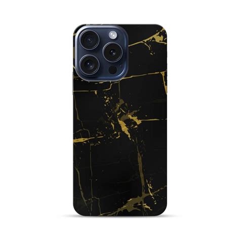 Black Marble Textures With Gold iPhone 15 Pro Case | Case-Custom