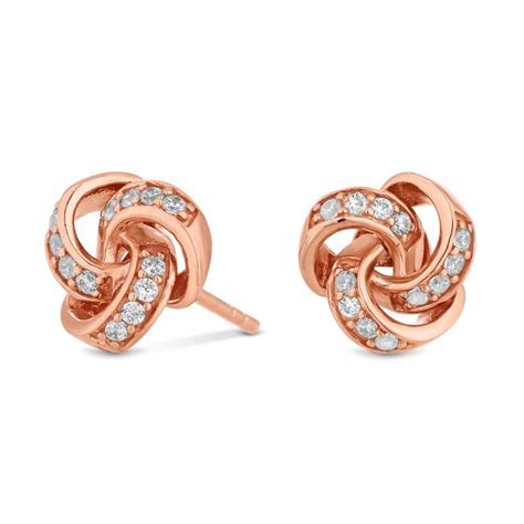 Simply Silver 14ct Rose Gold Plated Sterling Silver 925 Cubic Zirconia