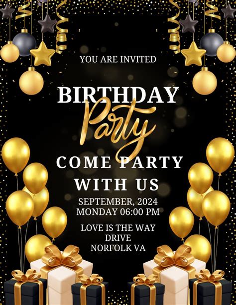 Classy Birthday Invitation Flyer Social Media Post Instant Download And Completely