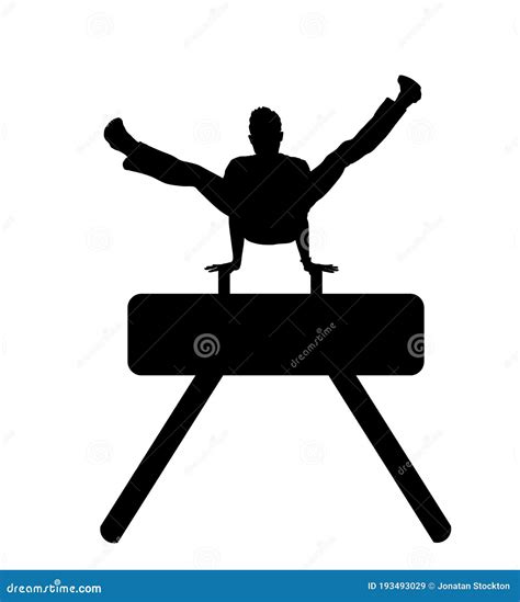 Gymnast On Pommel Horse Vector Silhouette Illustration Isolated On ...