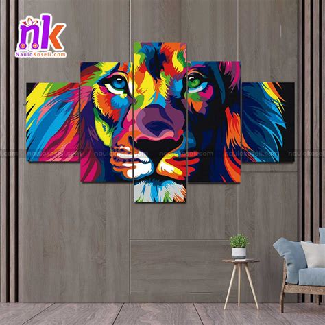 Five Panel Canvas Art -Abstract Lion - NauloKoseli.com