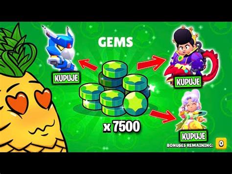 MÓJ WIDZ WYDAŁ 7500 GEMÓW NA SKINY w BRAWL STARS ZOBACZ CO KUPIŁ