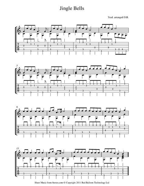 Jingle Bells Sheet Music For Guitar