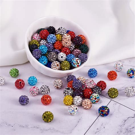 10pc Iridescent Crystal Rhinestone Disco Ball 10mm Round Polymer Clay