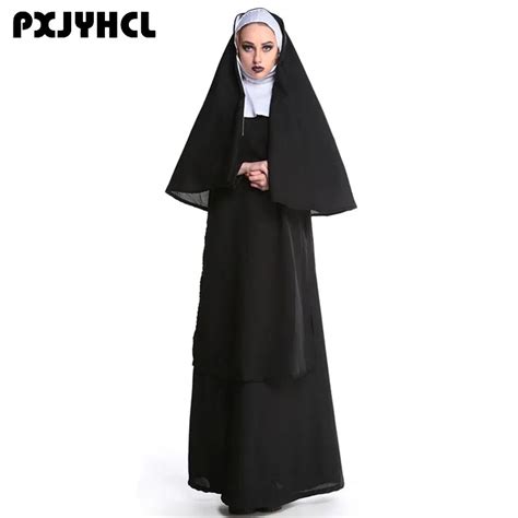 Halloween Nun Cosplay Costume Female Fancy Sexy Church Sister Uniform Disguise Party Dress