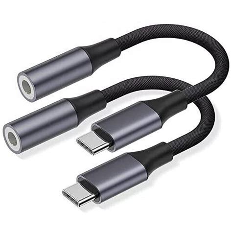 Usb C Naar 3 5 Mm Jack Adapter 2 Stuks Usb Type C Naar Hoofdtelefoon