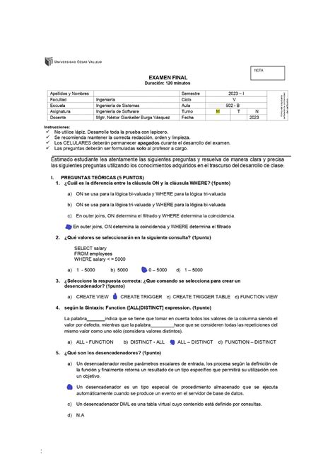 Examen Gdi Teoria Practica Eulogio Jos Justificaci N Se