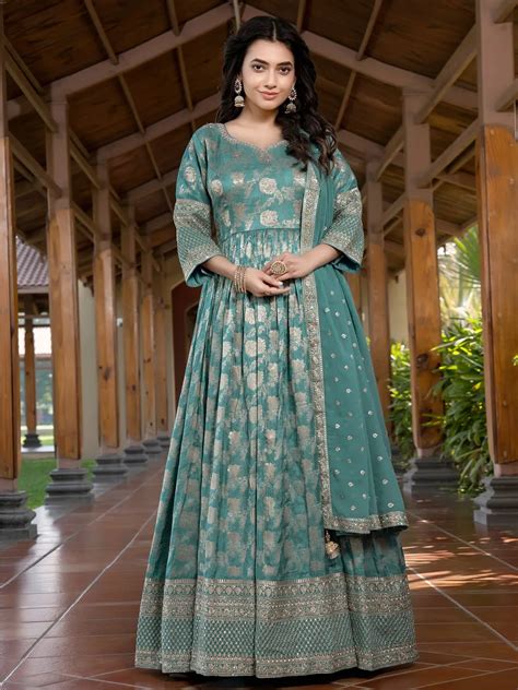 Green Shaded Silk Anarkali Suit G3 Wss38810 United States