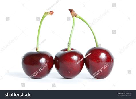 Three Red Cherry Isolated On White Stock Photo 111063770 Shutterstock