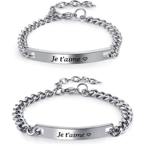 Bracelet Couple Amoureux Jovivi L Gance En Acier Inoxydable Poli