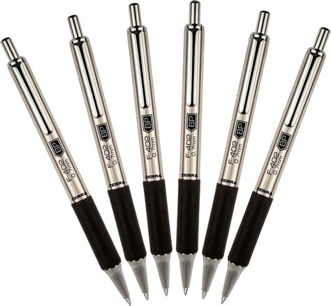 Pens Zebra F Stainless Steel Retractable Ballpoint Pen Mm